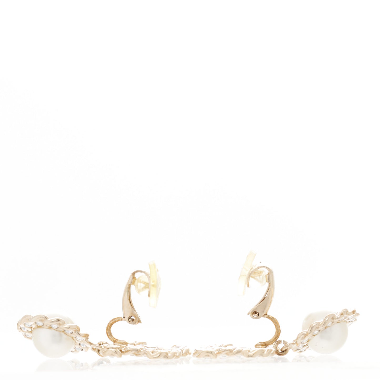 Crystal Pearl Pearls Coronation CC Drop Clip On Earrings Gold