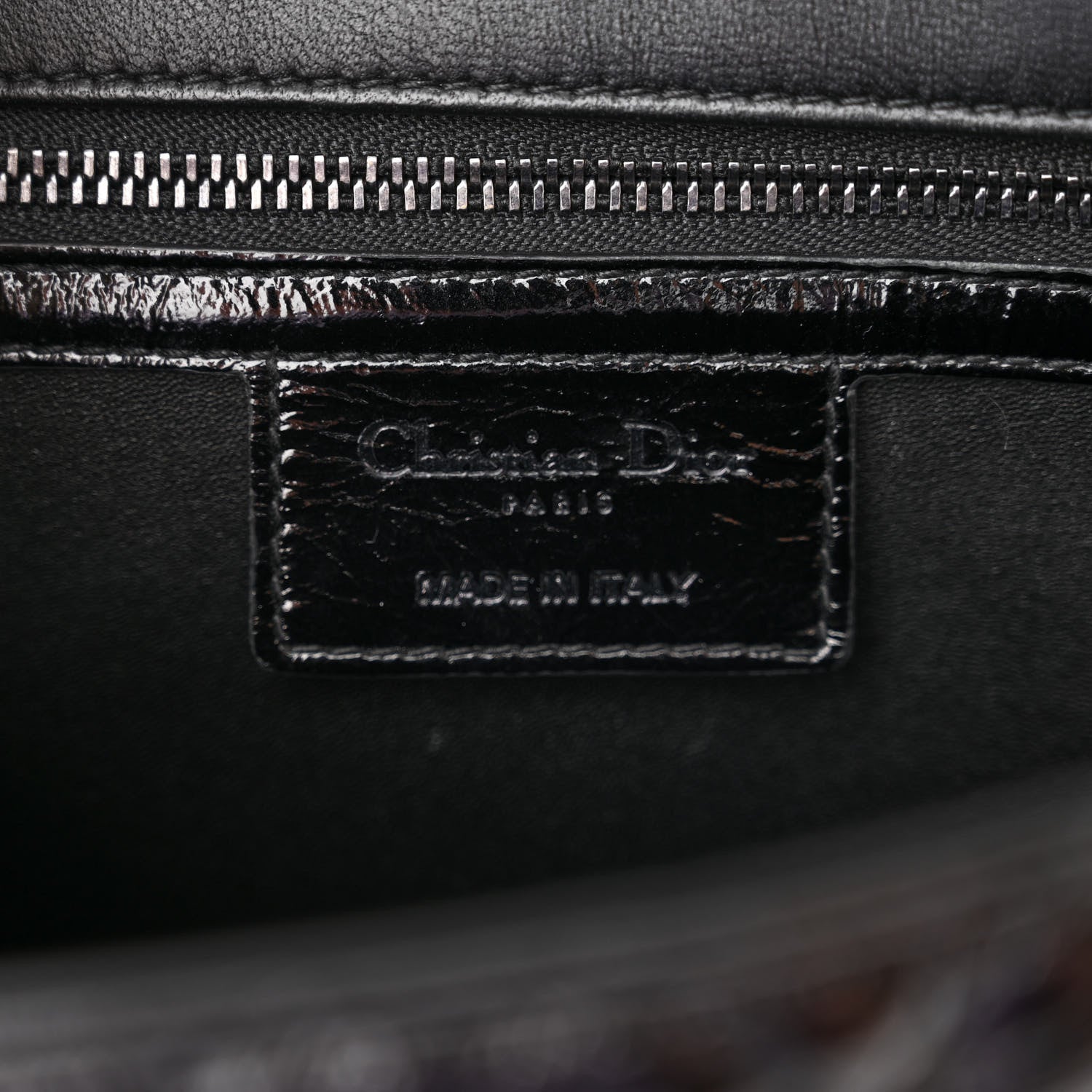 Christian Dior Crinkled Patent Lambskin Cannage Medium Caro Bag Black 7 of 11