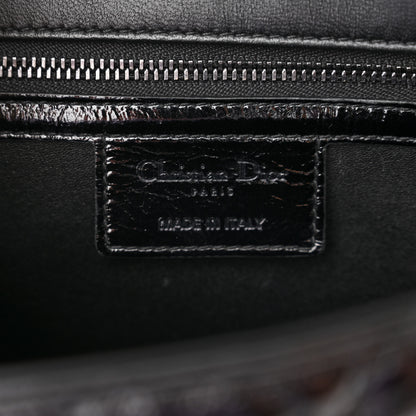 Christian Dior Crinkled Patent Lambskin Cannage Medium Caro Bag Black 7 of 11