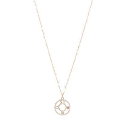 Tiffany 18K Rose Gold Diamond Small Atlas Open Pave Pendant Necklace 1 of 5
