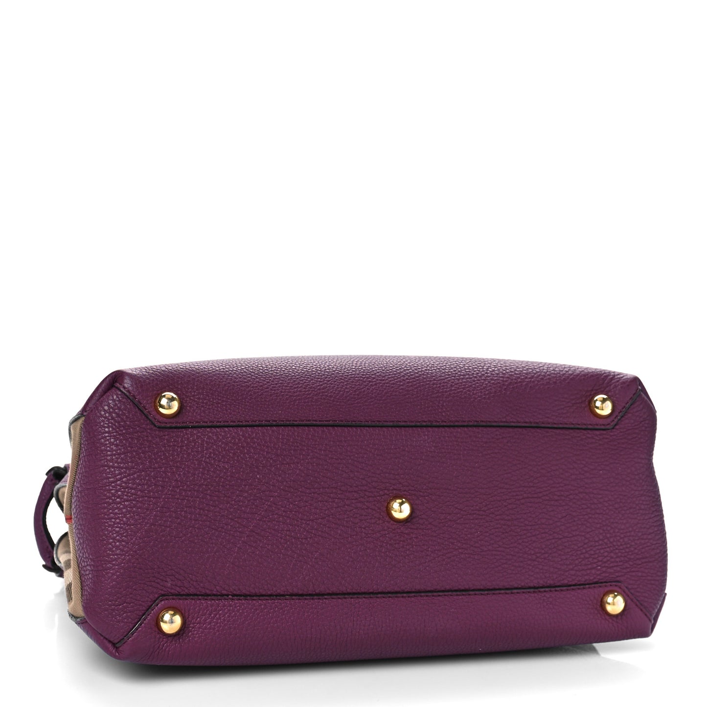 Grainy Calfskin House Check Medium Banner Tote Elderberry