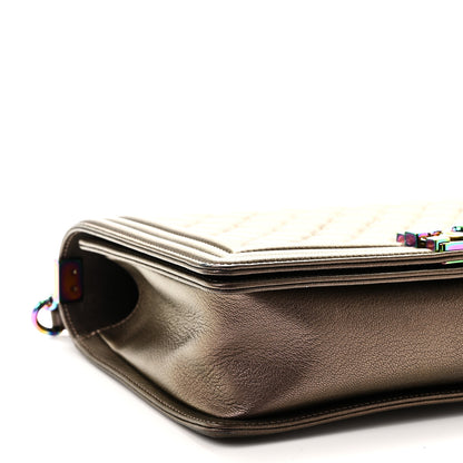 Chanel Iridescent Goatskin Quilted New Medium Boy Flap Bronze 9 of 10