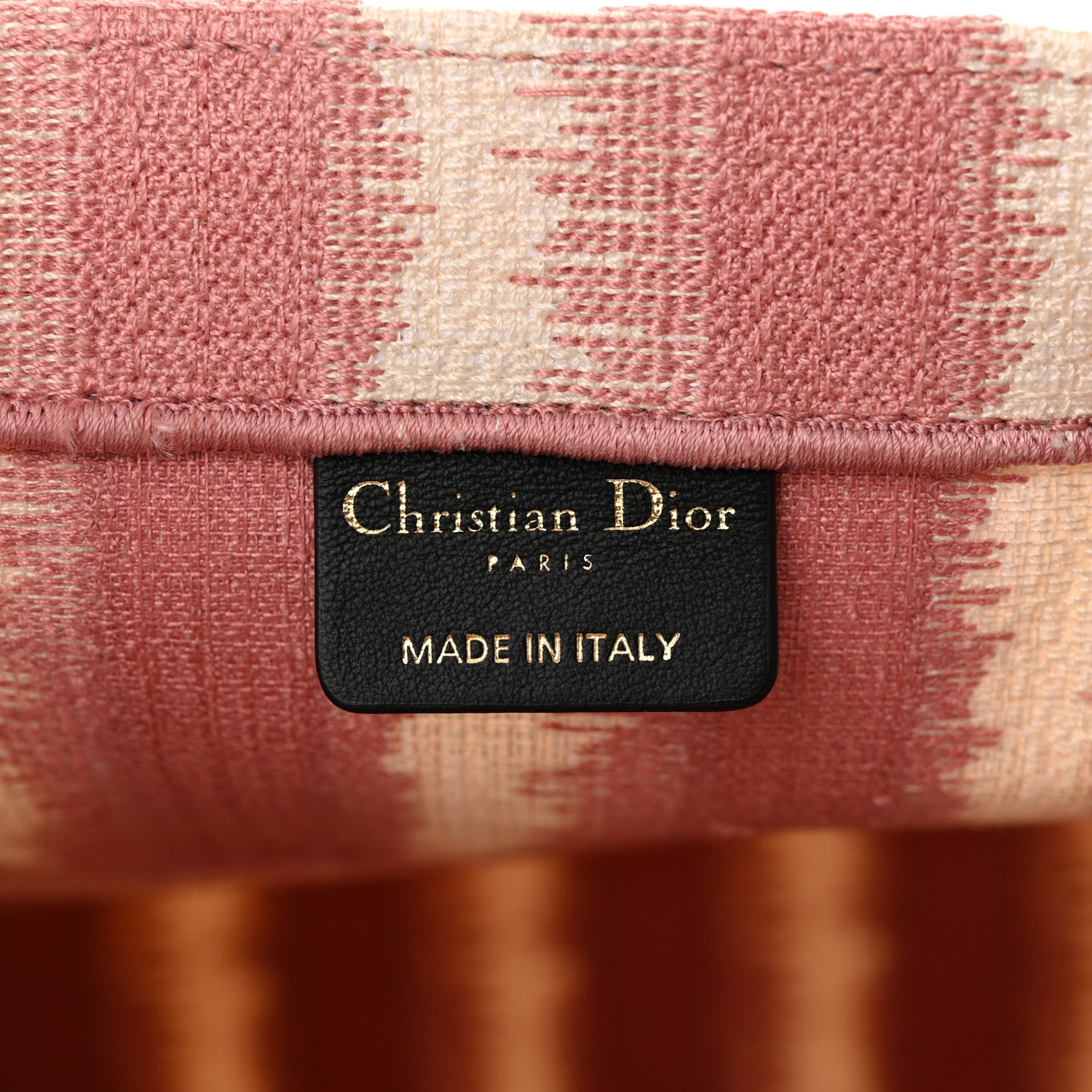 Christian Dior Canvas Embroidered Large Striped Book Tote Pink 6 of 12