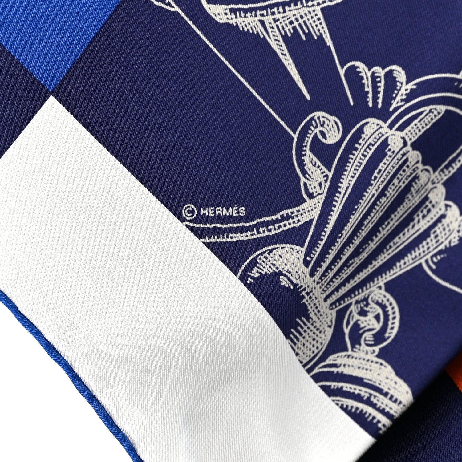 Hermes Silk L'Instruction Du Roy Scarf 90 Indigo Rose 2 of 6