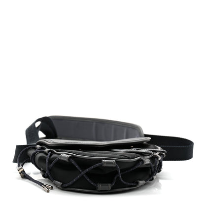 Christian Dior X SACAI Grained Calfskin Technical Fabric Mens Saddle Bag Black 4 of 10