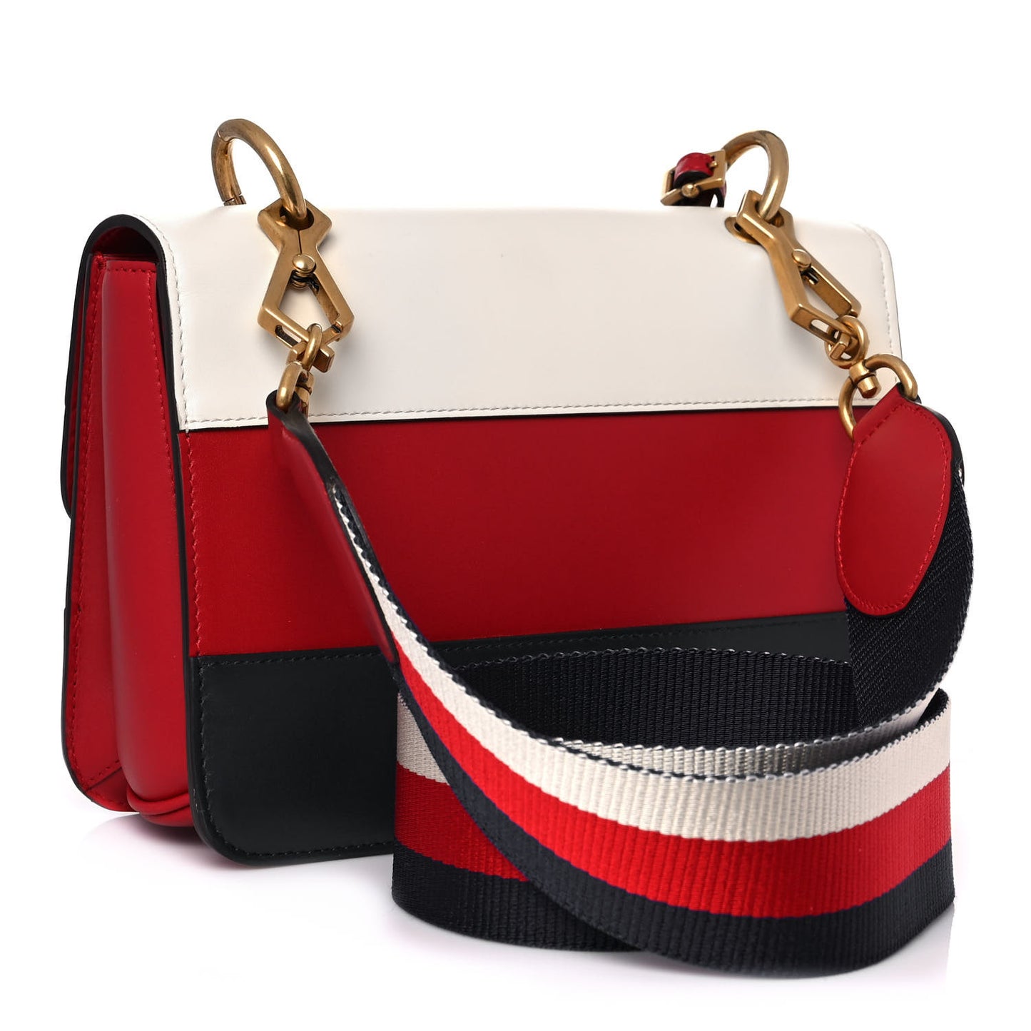 Calfskin Sylvie Web Queen Margaret Shoulder Bag Blue Agata Hibiscus Red Mystic White