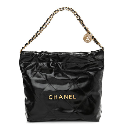 Chanel Shiny Calfskin Quilted Small Chanel 22 Black 3 of 12
