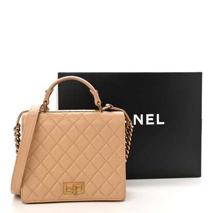 Chanel Goatskin Quilted Large Rita Top Handle Flap Beige 11 of 11