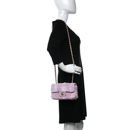 Chanel Tweed Quilted Mini Rectangular Flap Light Pink White 2 of 11