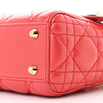 Christian Dior Metallic Lambskin Cannage Mini Lady Dior Red 10 of 10