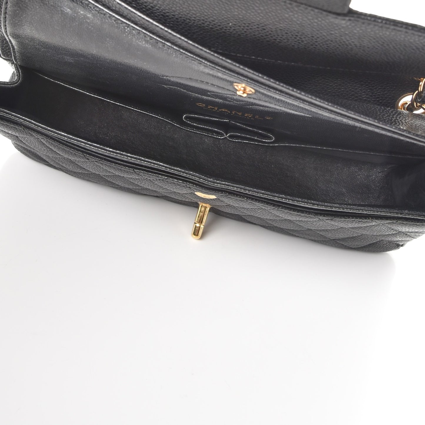 Caviar Quilted Medium Double Flap Black