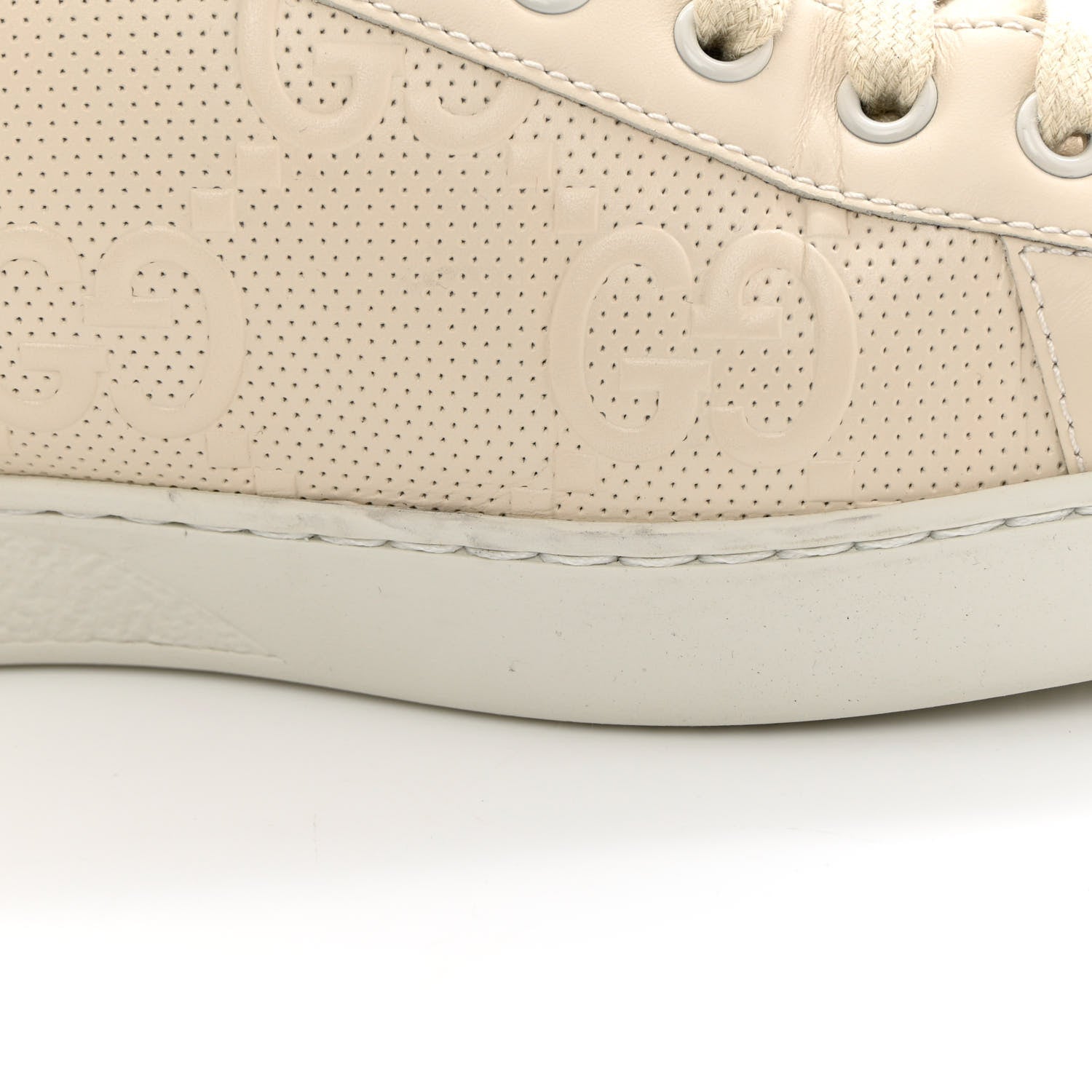 Gucci Calfskin GG Tennis Embossed Mens Ace Sneakers 9 Mystic White 14 of 18