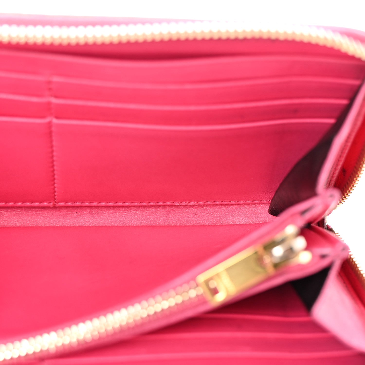 Saint Laurent Patent Grain De Poudre Classic Letters Zip Around Wallet Bubblegum 5 of 7