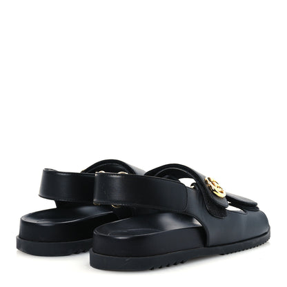 Gucci Calfskin Mini Double G Womens Isla Dad Sandals 37 Black 5 of 13