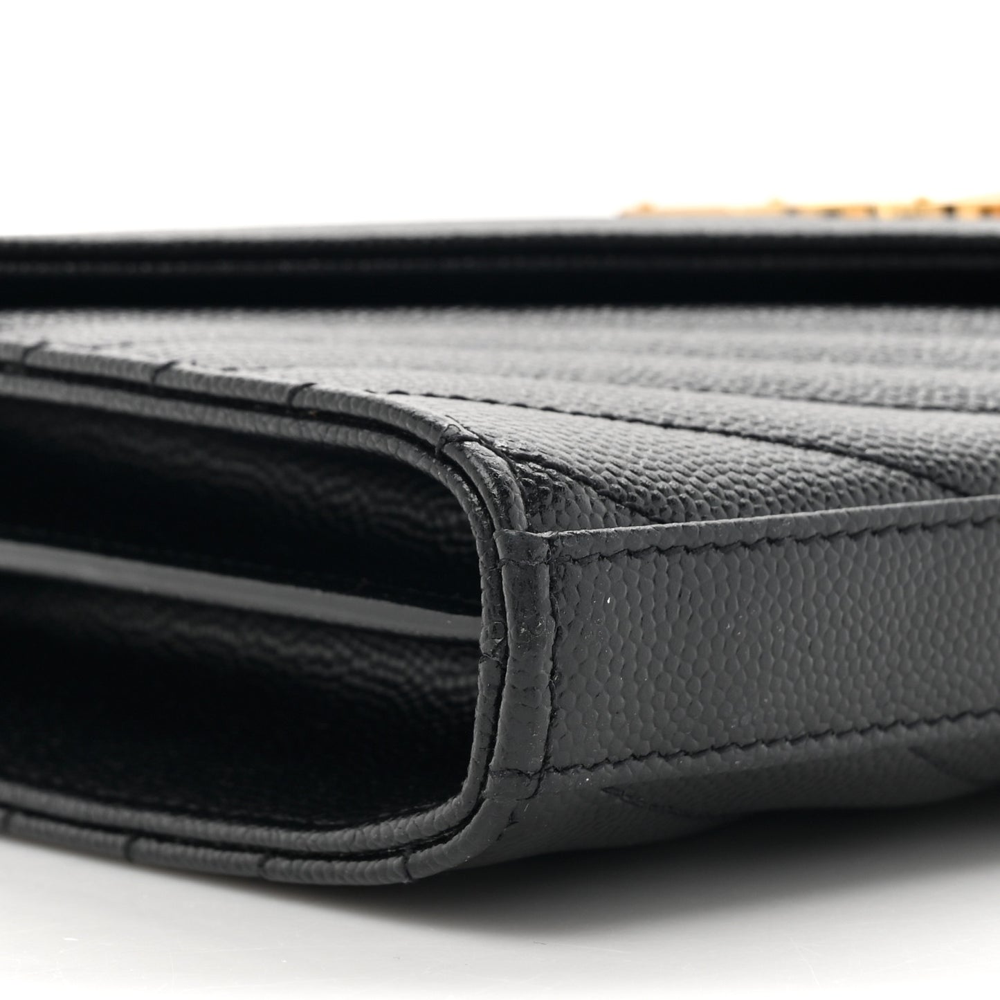 Grain De Poudre Matelasse Chevron Monogram Chain Wallet Black