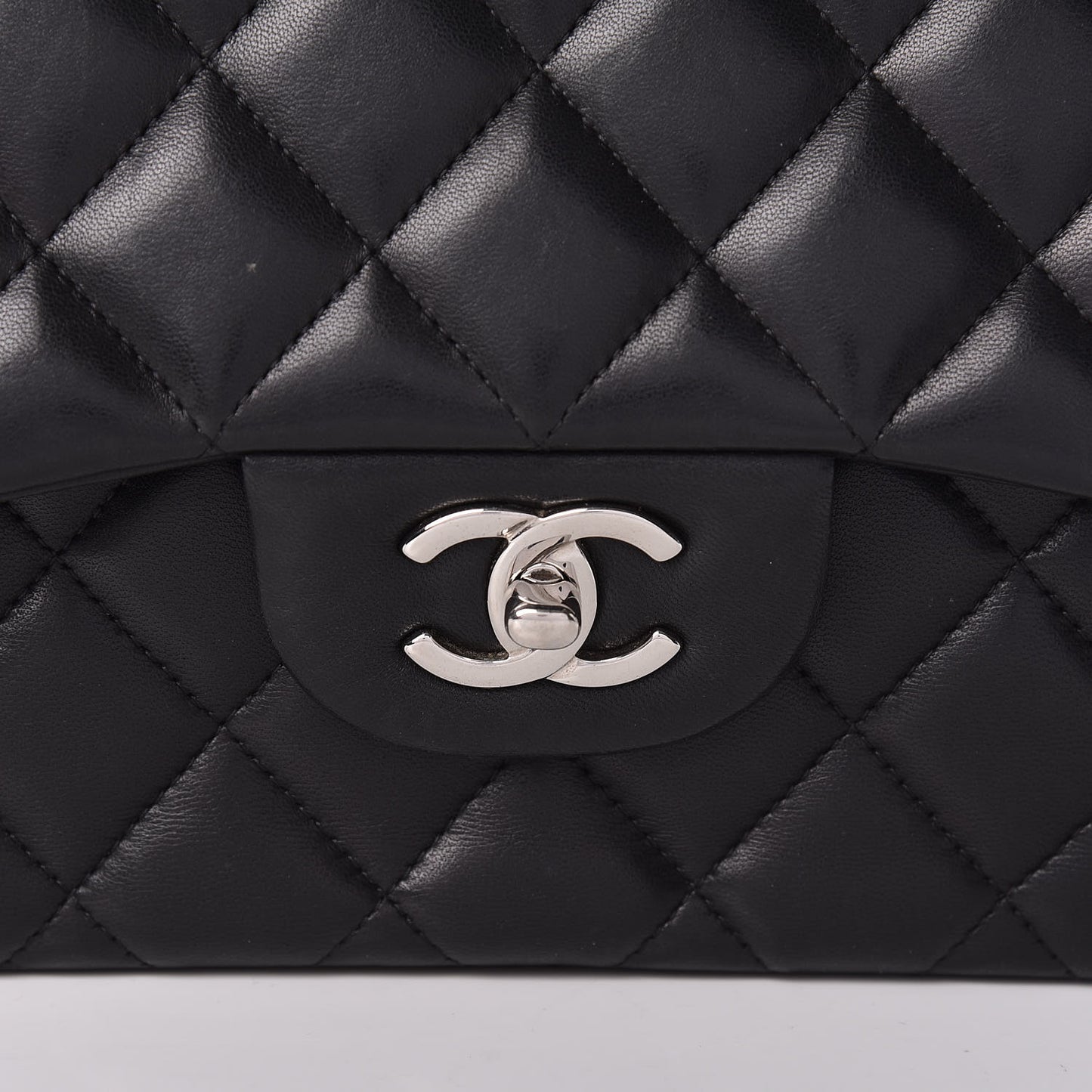 Lambskin Quilted Jumbo Double Flap Black