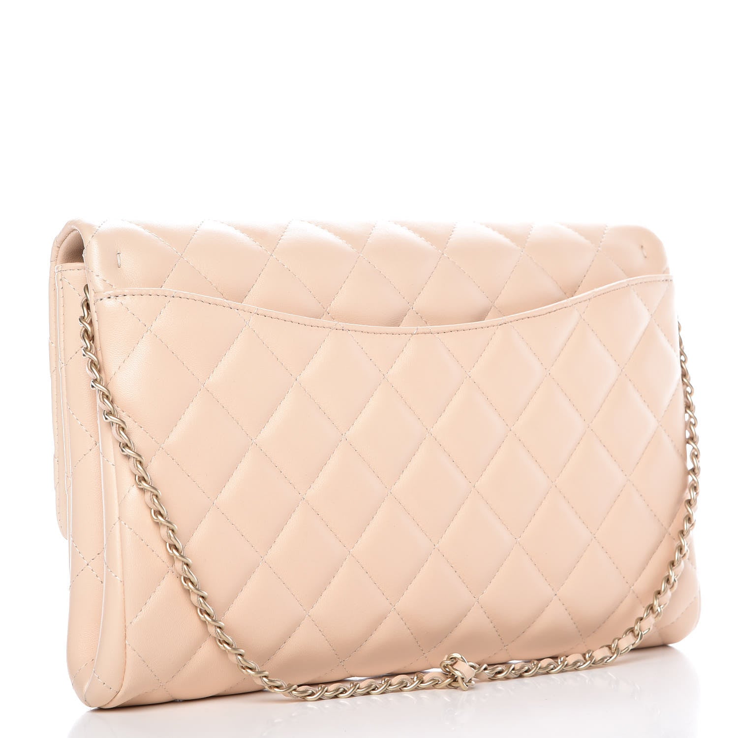 Chanel Lambskin Quilted Clutch With Chain Flap Beige Clair 3 of 9