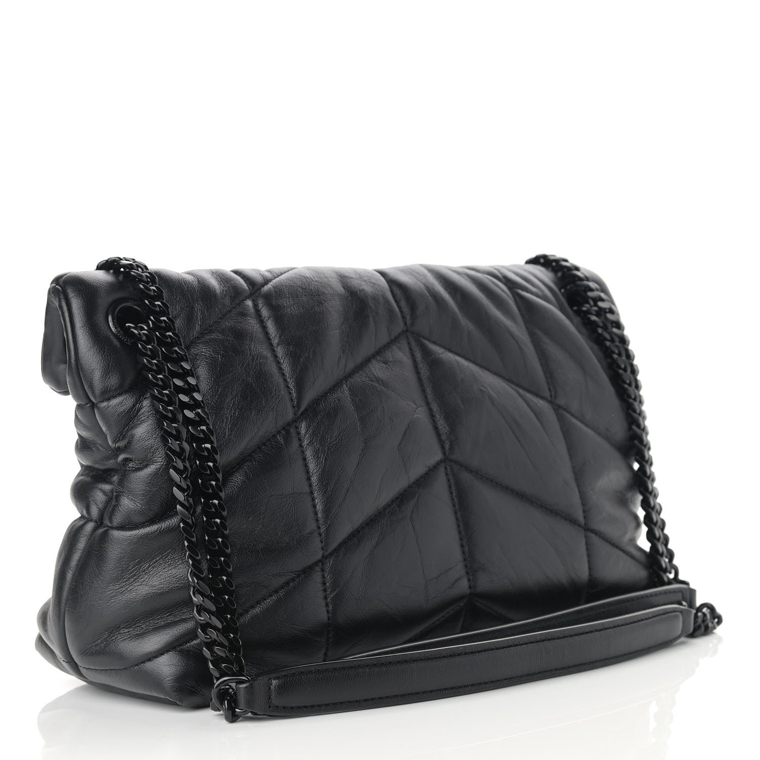 Saint Laurent Lambskin Quilted Small Loulou Puffer Monogram Chain Satchel Black 3 of 10