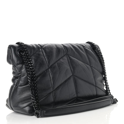 Saint Laurent Lambskin Quilted Small Loulou Puffer Monogram Chain Satchel Black 3 of 10