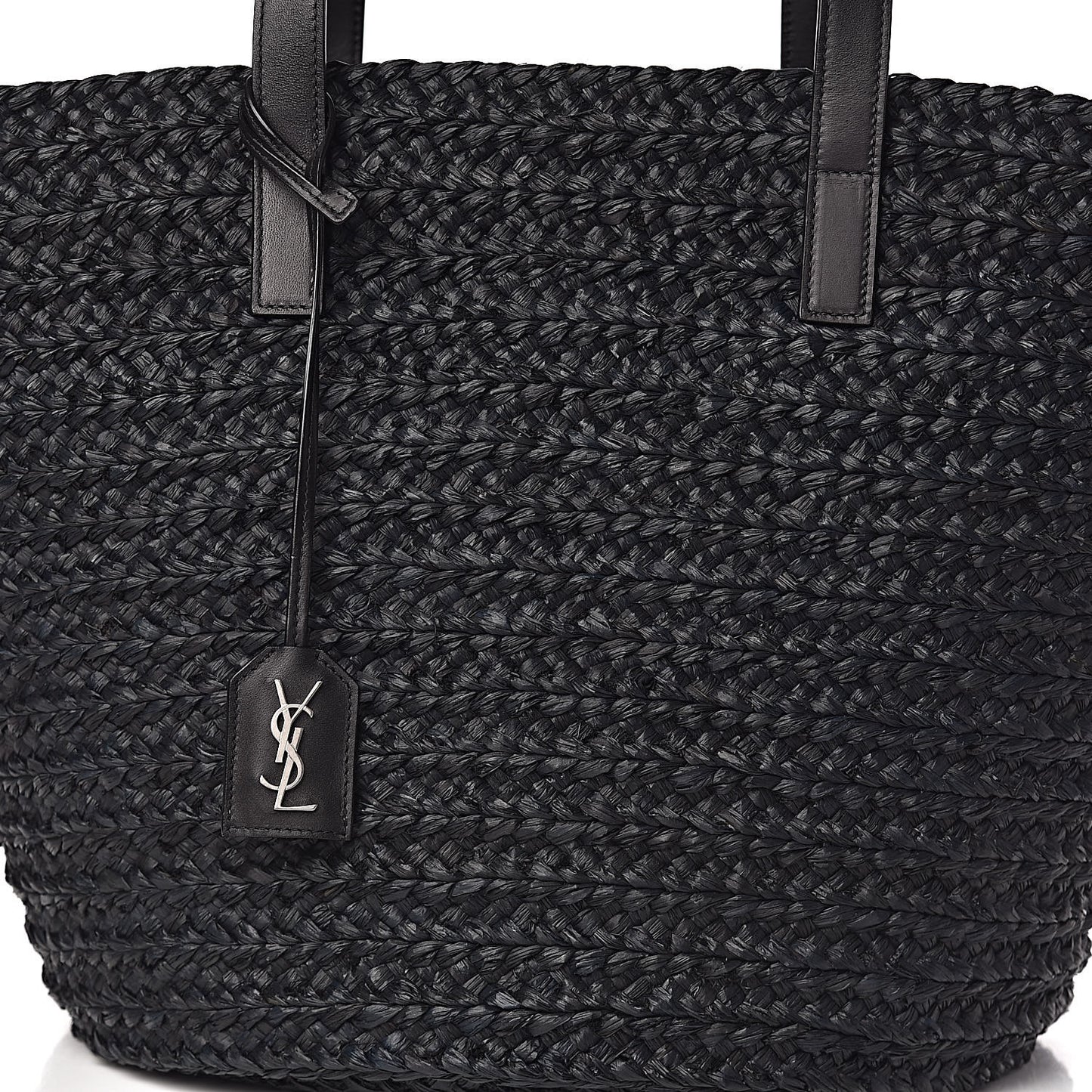 Raffia Medium Panier Bag Black