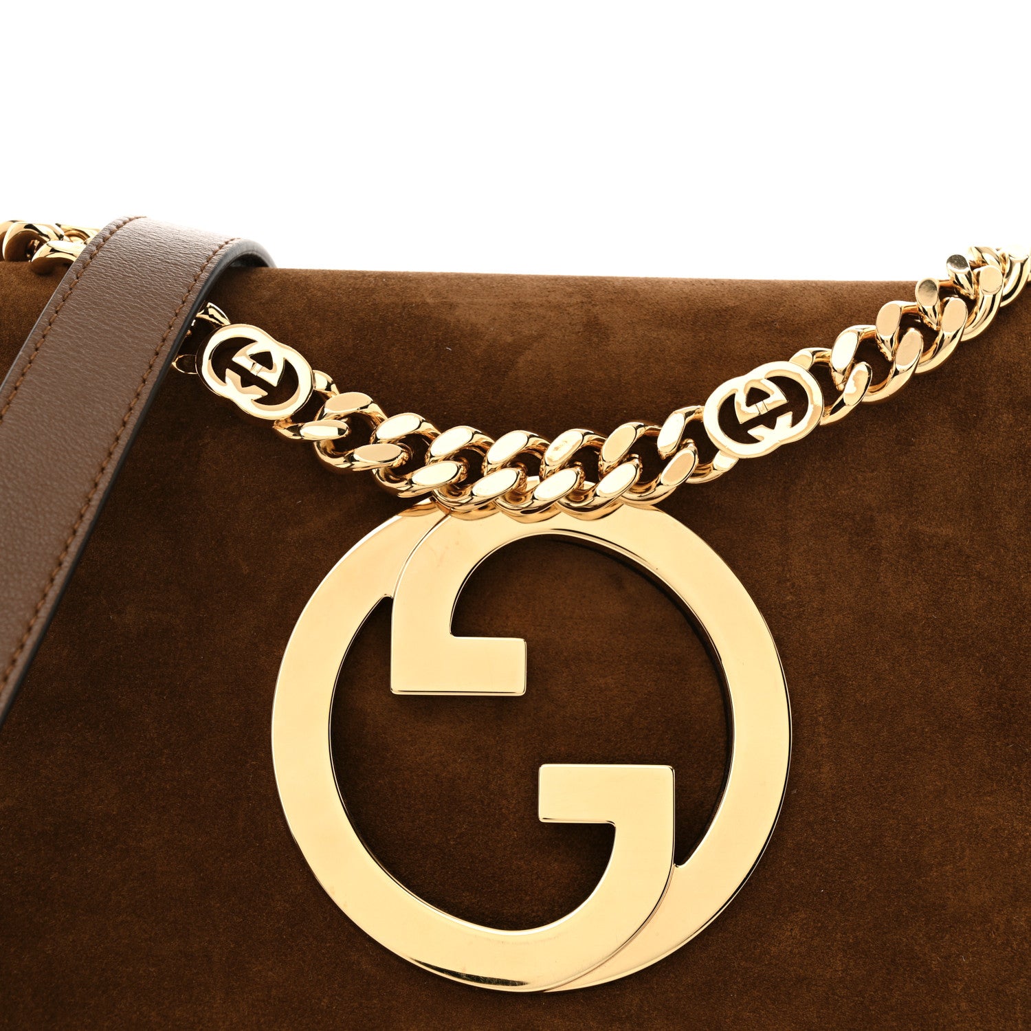 Gucci Suede Talco Roxy Calfskin Blondie Chain Shoulder Flap Bag Burnt Satin 8 of 12