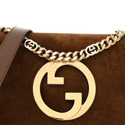 Gucci Suede Talco Roxy Calfskin Blondie Chain Shoulder Flap Bag Burnt Satin 8 of 12
