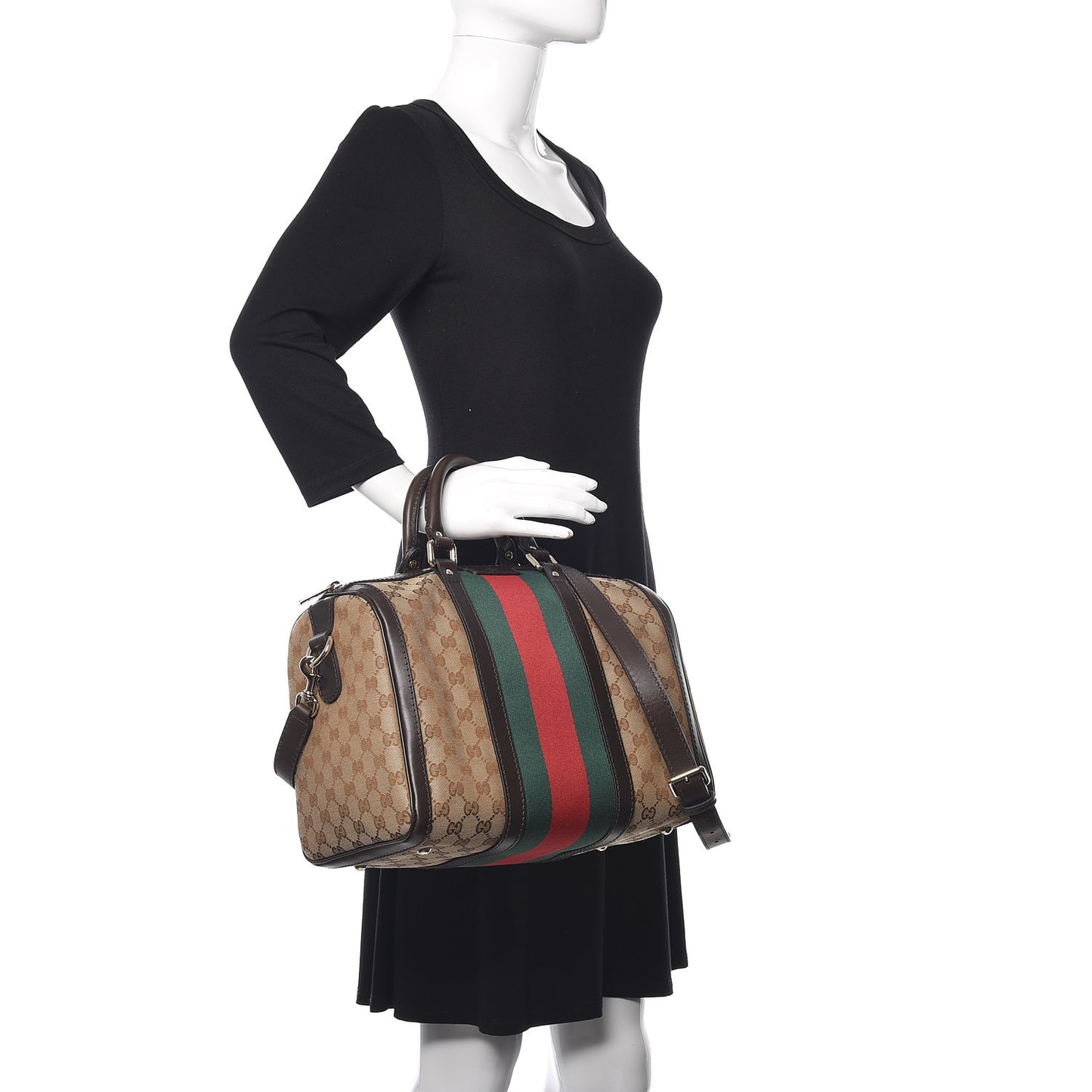 Monogram Vintage Web Medium Boston Dark Brown