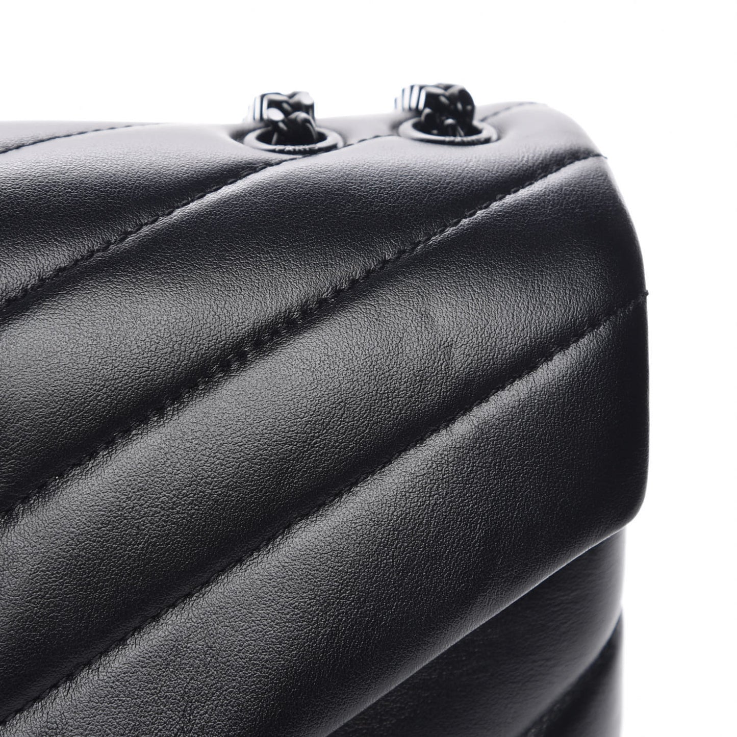 Calfskin Y Quilted Monogram Small Loulou Chain Satchel Black