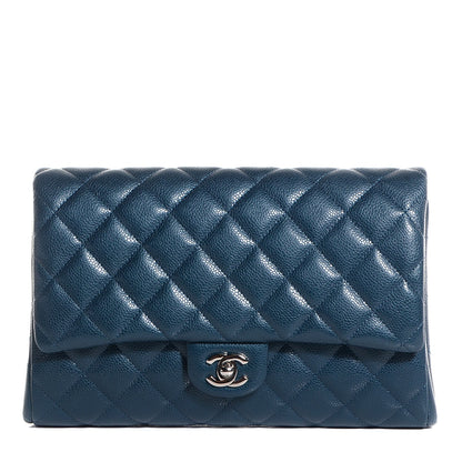 Chanel Iridescent Caviar Quilted Clutch With Chain Flap Blue 1 of 9