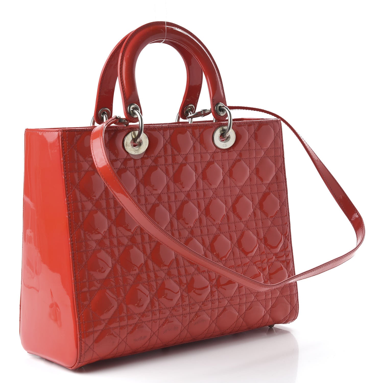 Christian Dior Patent Cannage Large Lady Dior Red 3 of 9