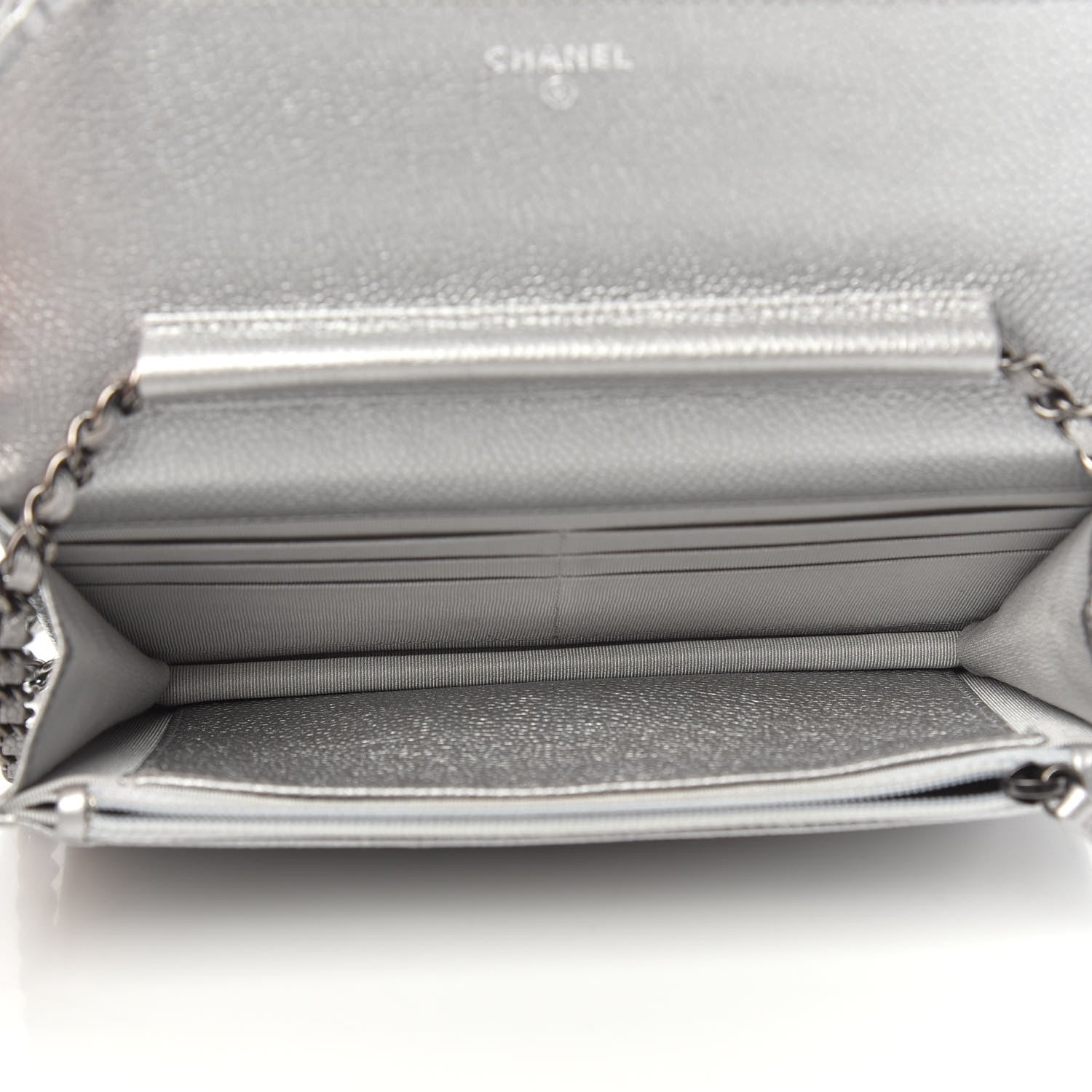 Chanel Metallic Caviar Quilted Wallet on Chain WOC Silver 5 of 11