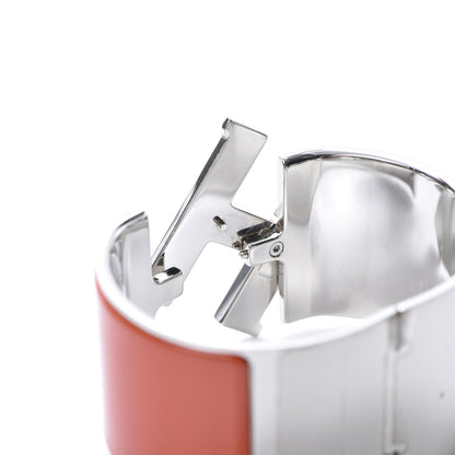 Hermes Enamel Extra Wide Clic Clac H Bracelet GM Orange Fruite White 5 of 6