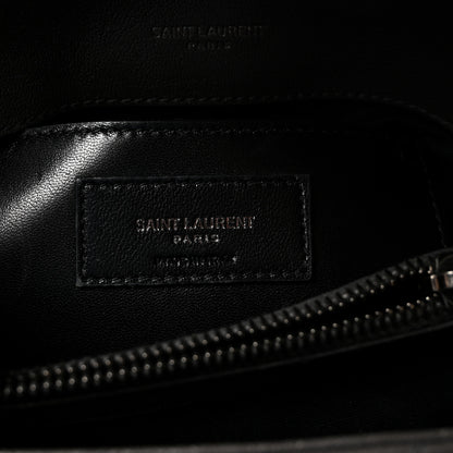 Saint Laurent Sheepskin Matelasse Chevron Monogram Medium College Bag Asphalt 6 of 10
