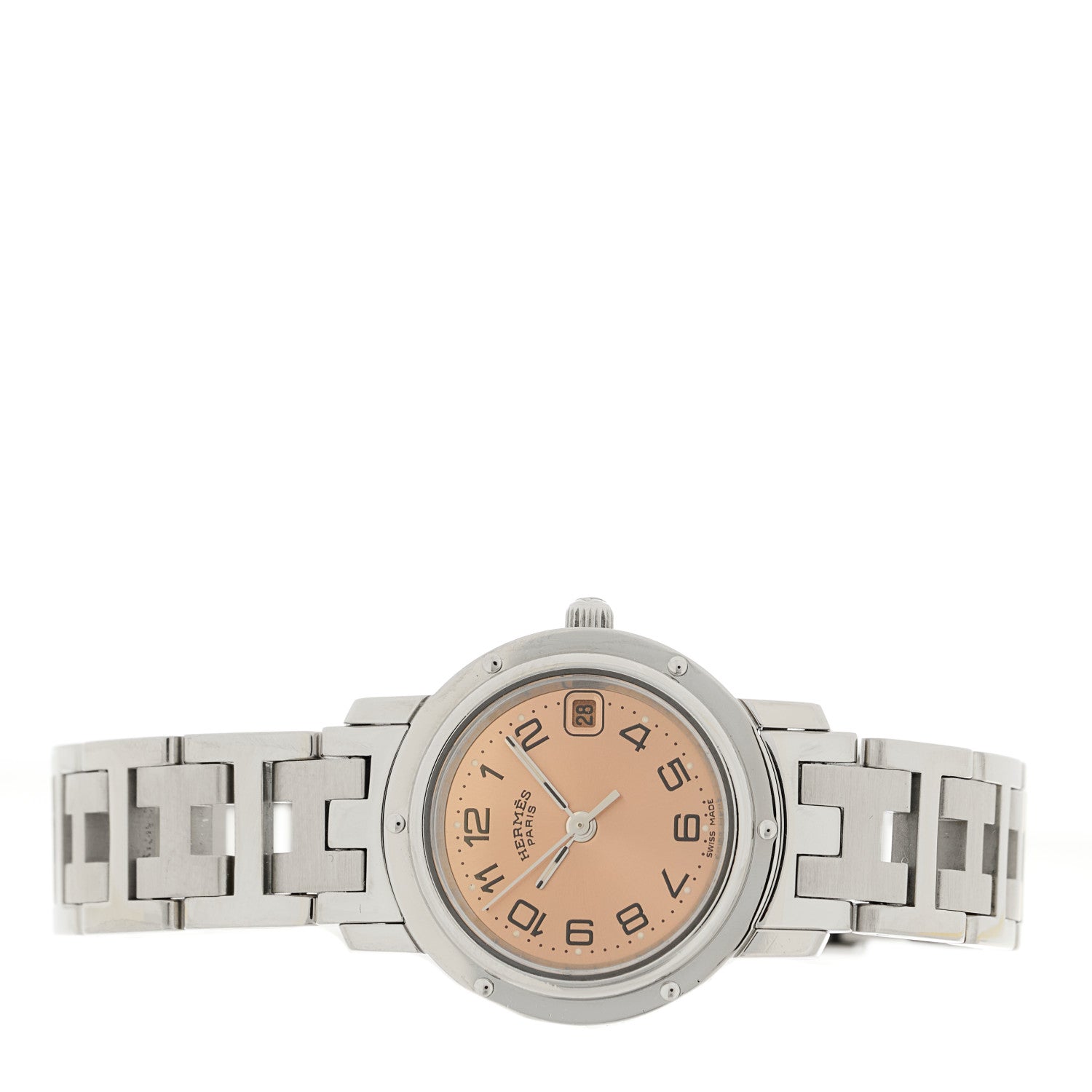 Hermes Stainless Steel 24mm Clipper Quartz Watch Pink 2 of 4