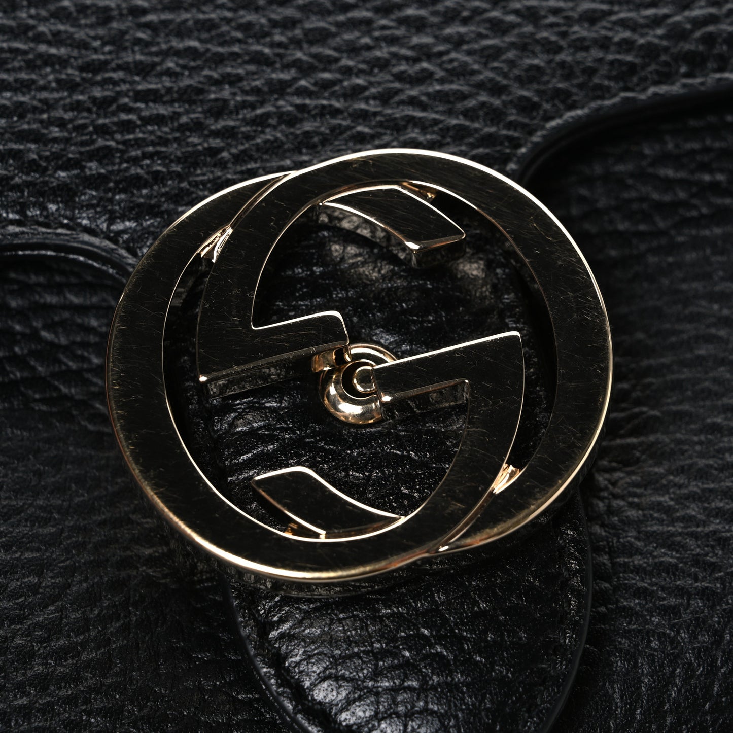Dollar Calfskin Interlocking G Crossbody Bag Black