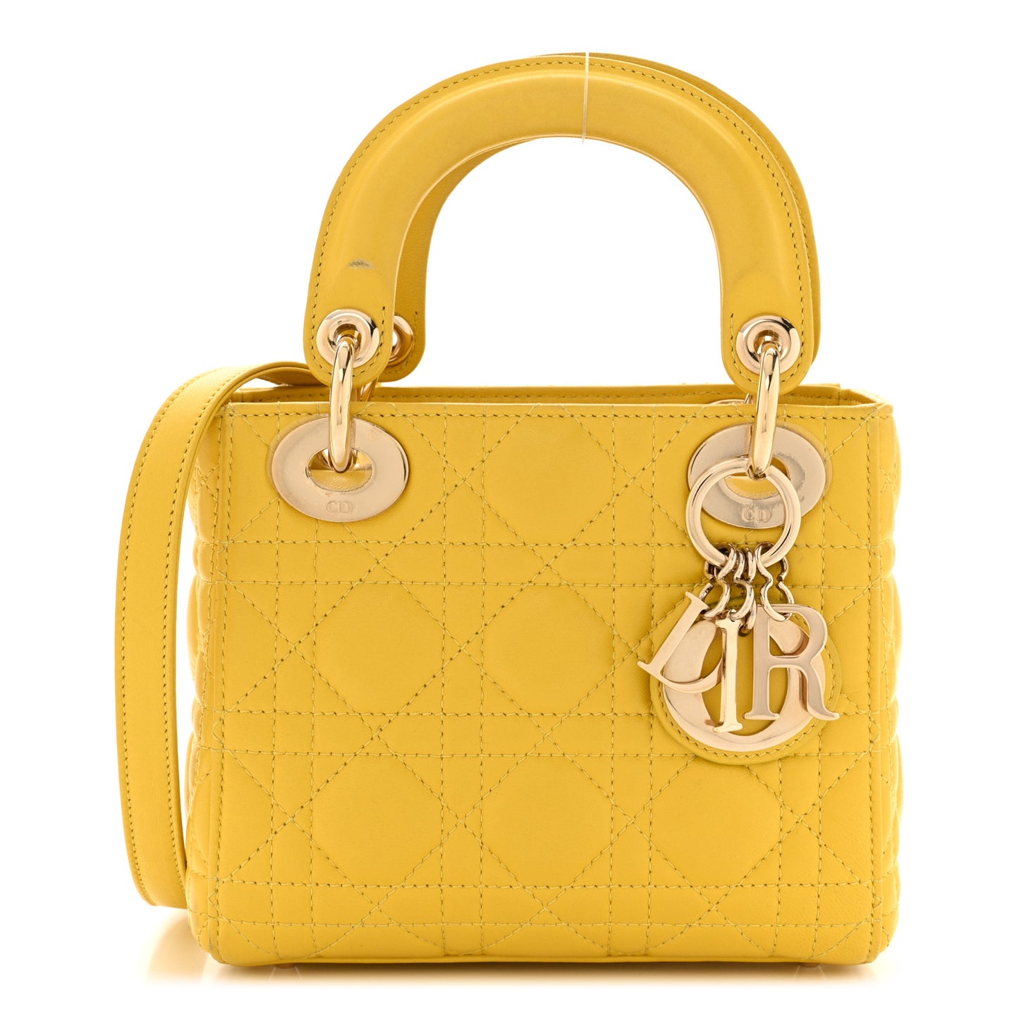 Lambskin Cannage Mini Lady Dior Yellow