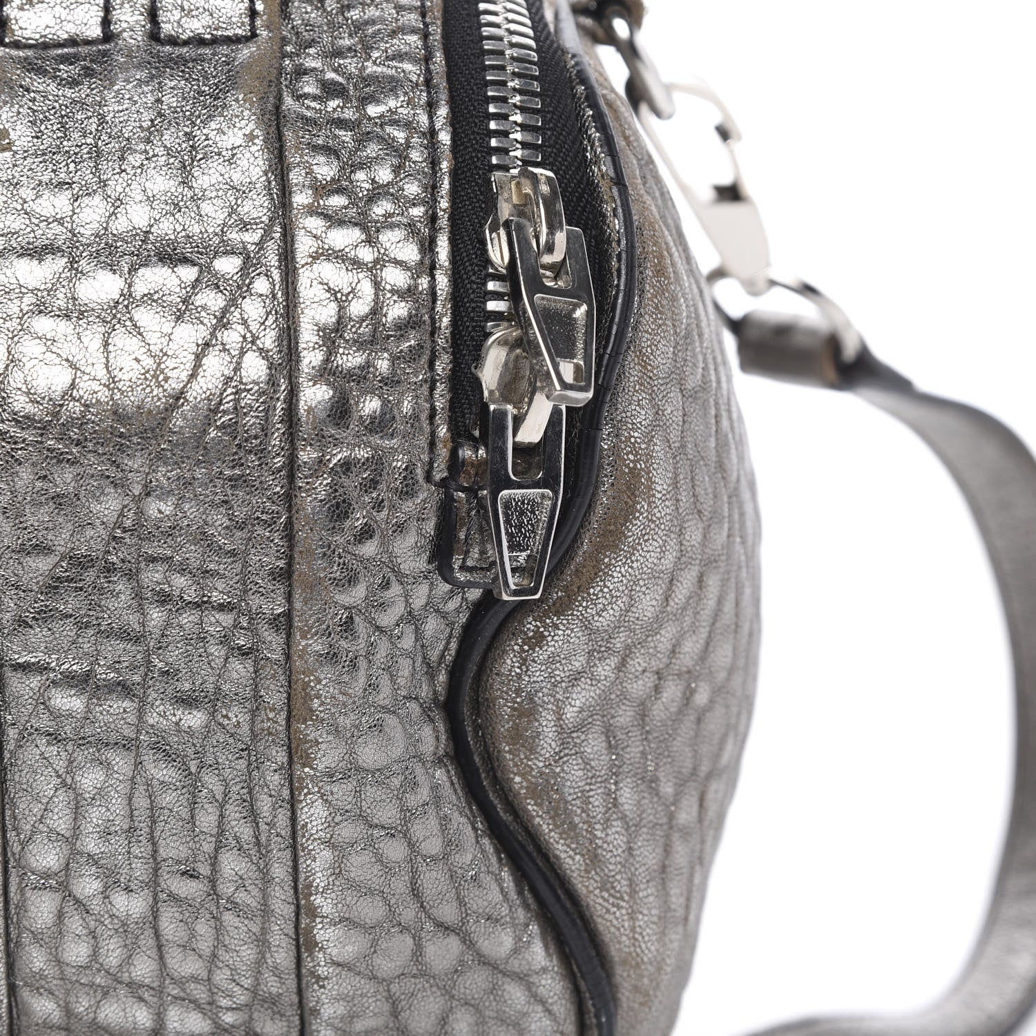 Alexander Wang Metallic Pebbled Lambskin Rockie Carbon Silver Hardware 13 of 13