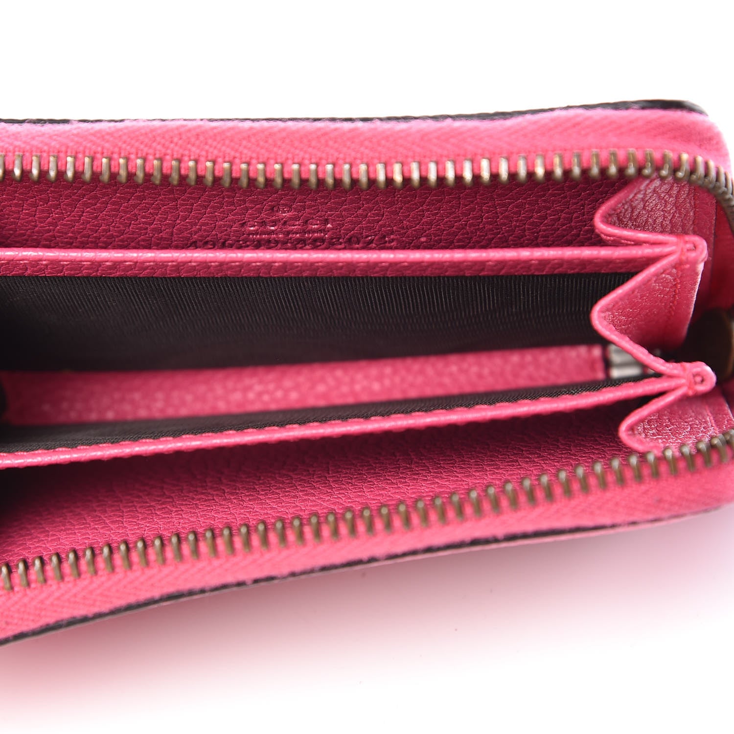 Gucci Grained Calfskin Logo Zip Around Card Case Box Pink Green 5 of 7