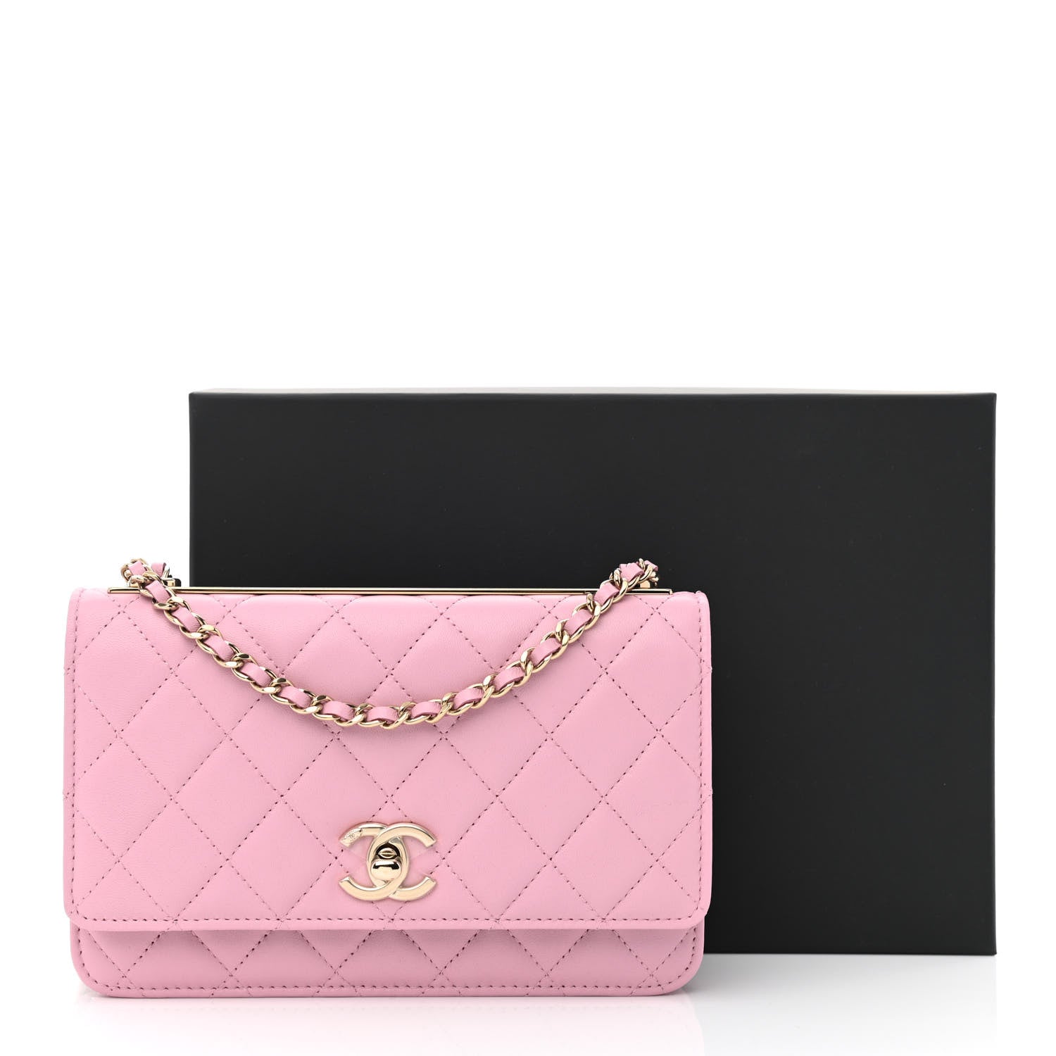 Chanel Lambskin Quilted Trendy CC Wallet On Chain WOC Pink 12 of 12