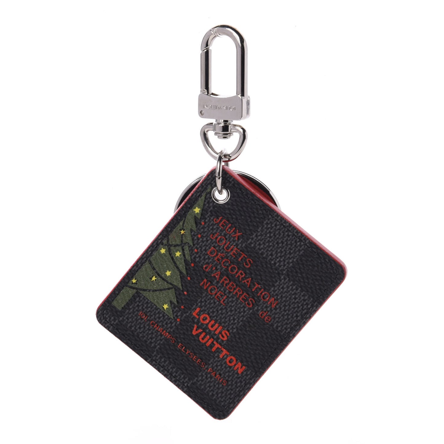 Damier Graphite Illustre Christmas Tree Bag Charm Key Holder Red