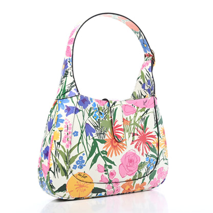 Gucci X KEN SCOTT New Shangai Calfskin Jardin D'Avril Floral Print Small Jackie 1961 Hobo Ivory Pink 2 of 4