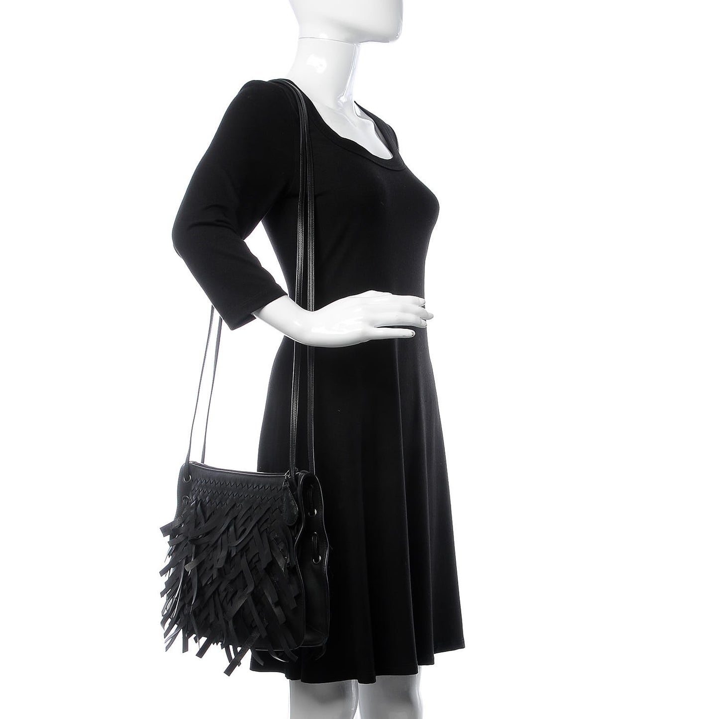 Nappa Intrecciato Palio Fringe Messenger Black