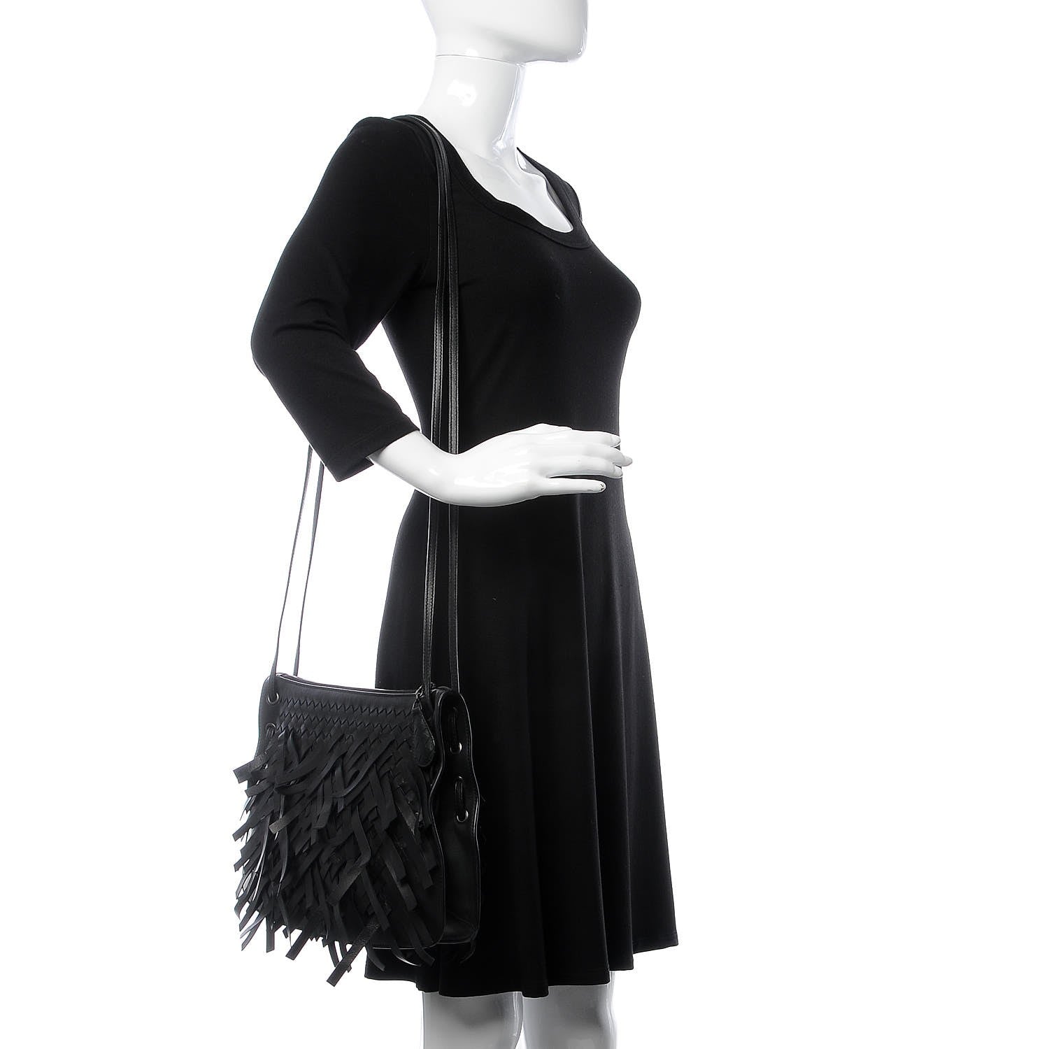 Bottega Veneta Nappa Intrecciato Palio Fringe Messenger Black 2 of 9