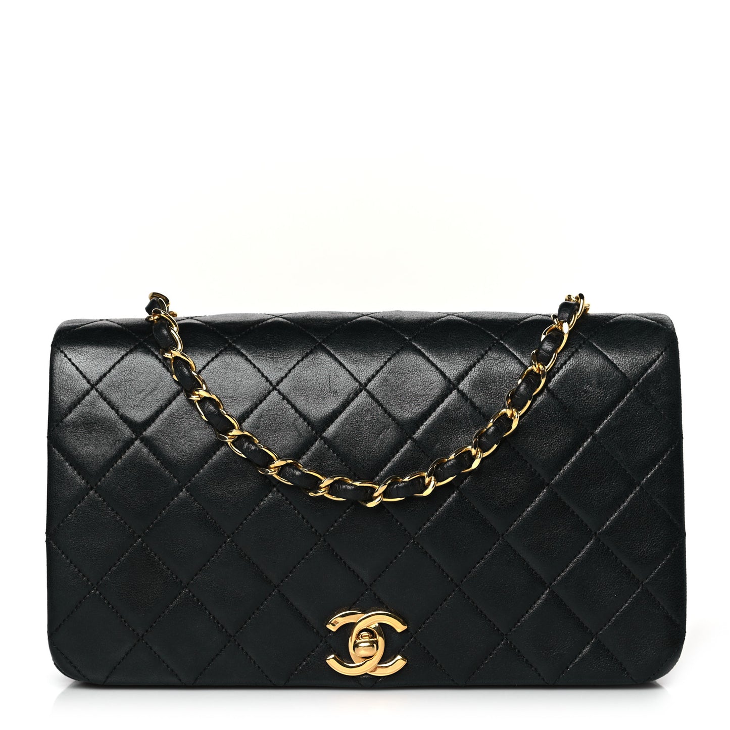 Lambskin Quilted Small Single Flap Black