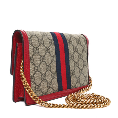 Gucci GG Supreme Monogram Web Queen Margaret Chain Wallet Red 3 of 9