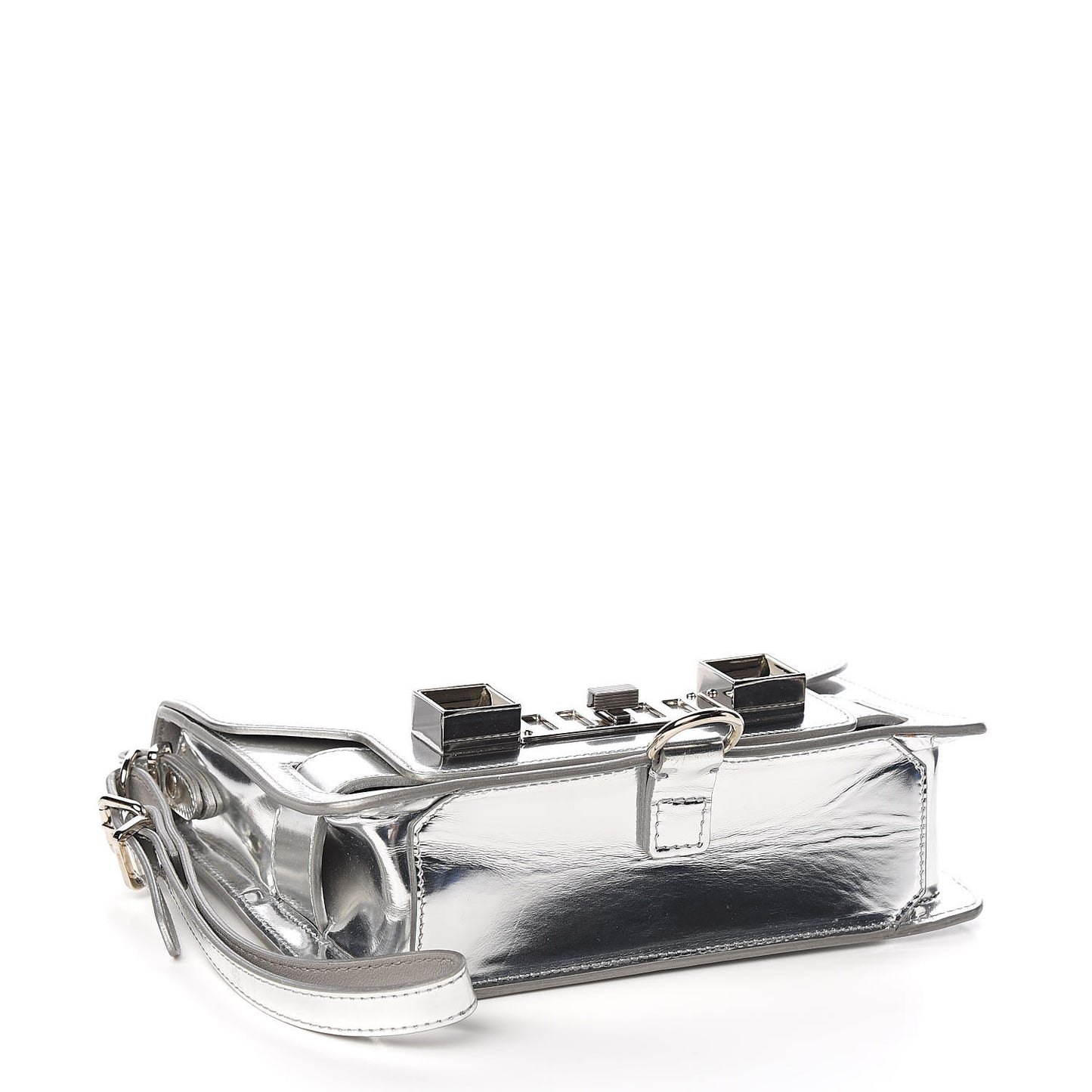Metallic Patent PS11 Wristlet Clutch Silver