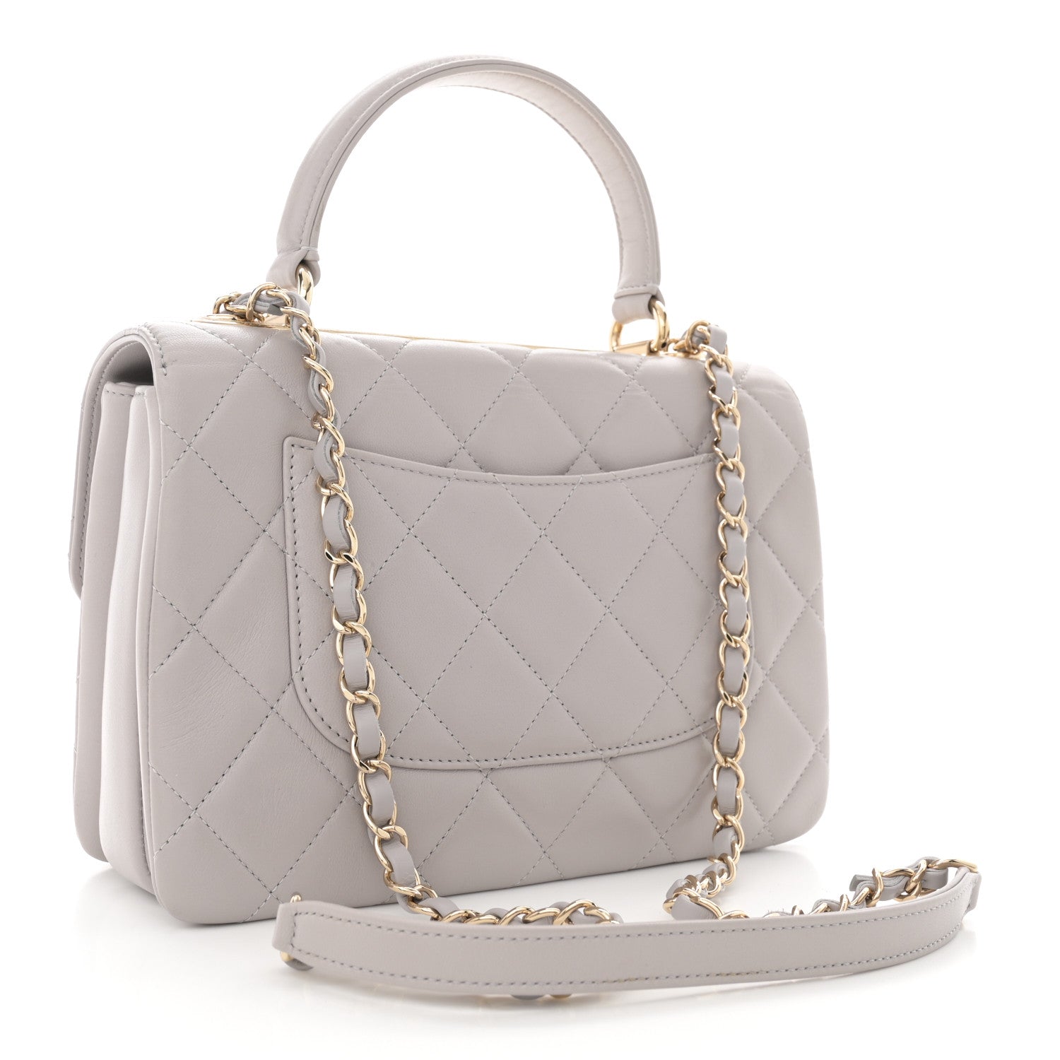 Chanel Lambskin Quilted Small Trendy CC Flap Dual Handle Bag Light Grey 3 of 12