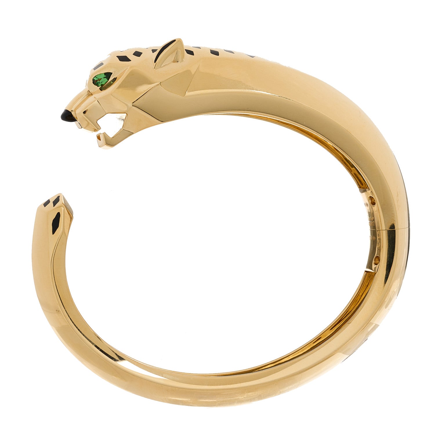 Cartier 18K Yellow Gold Tsavorite Garnet Onyx Panthere De Cartier Hinge Bracelet 16 2 of 7