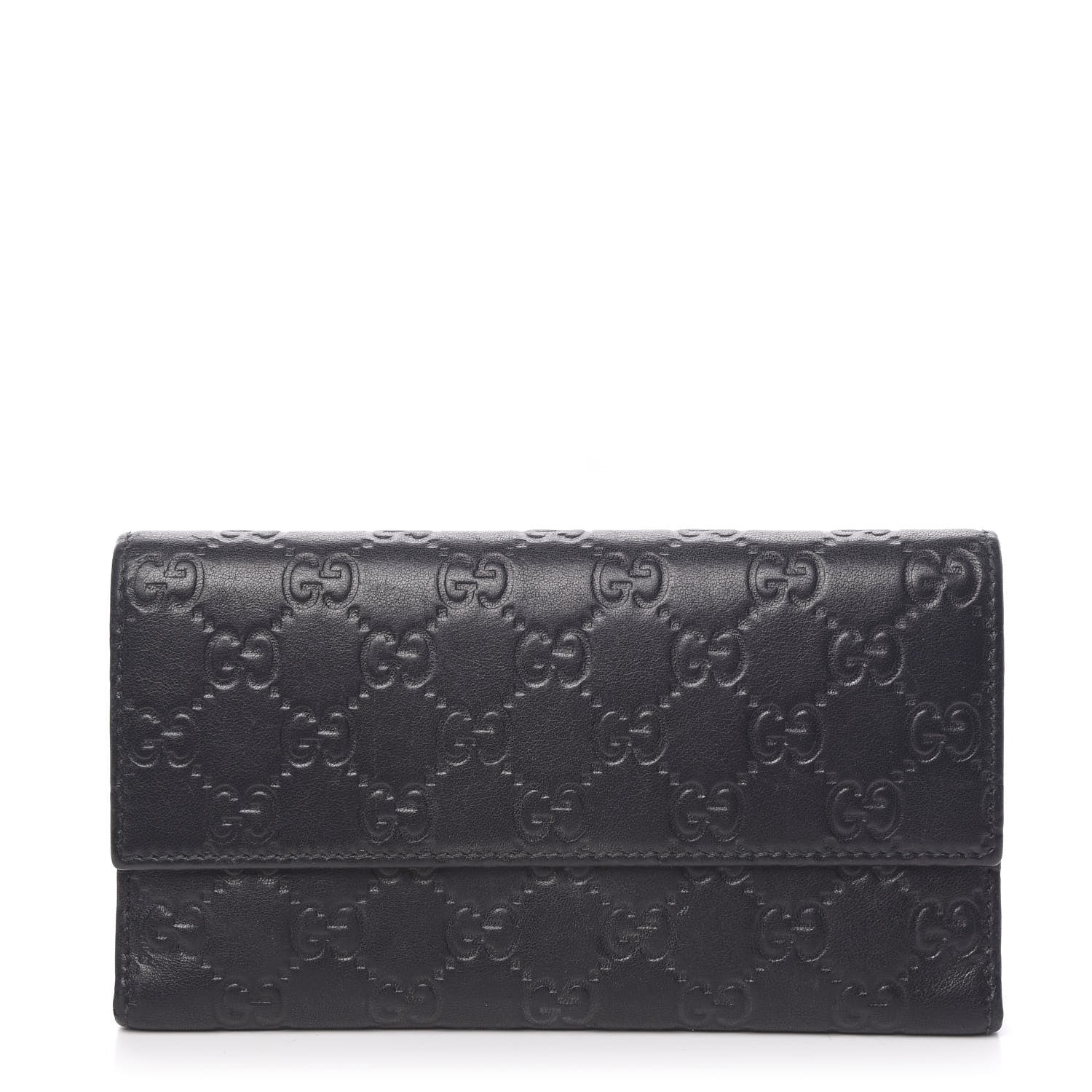 Gucci Guccissima Continental Flap Wallet Black 1 of 16