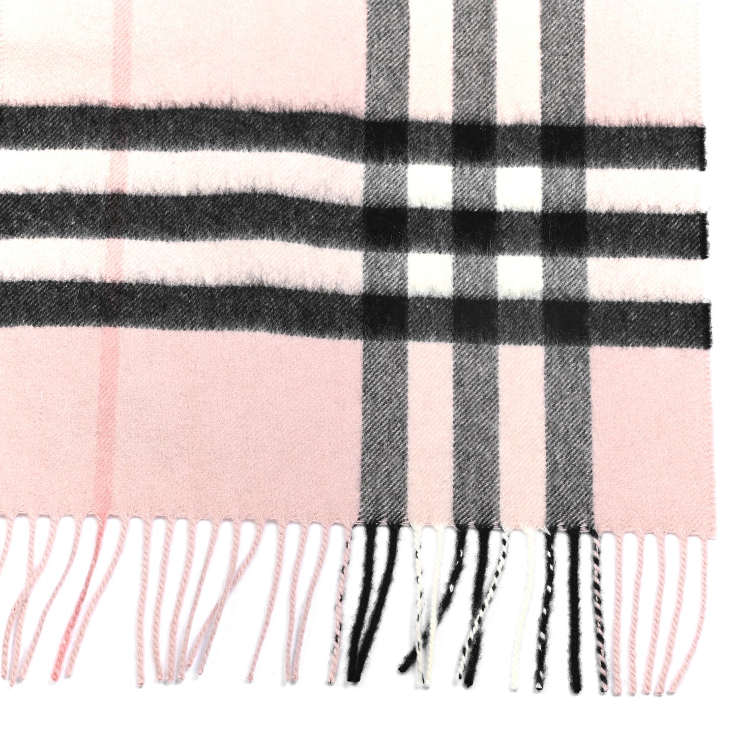 Cashmere Giant Heritage Check Fringe Scarf Ash Rose